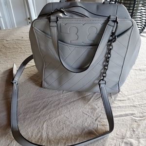 Tory Burch gray handbag used but good condition.